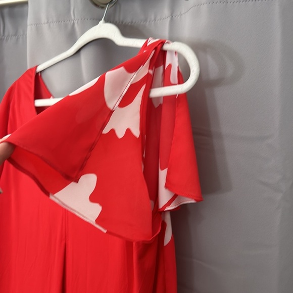 Kaari Blue floral mixed media XL split sleeve blouse - Picture 3 of 8